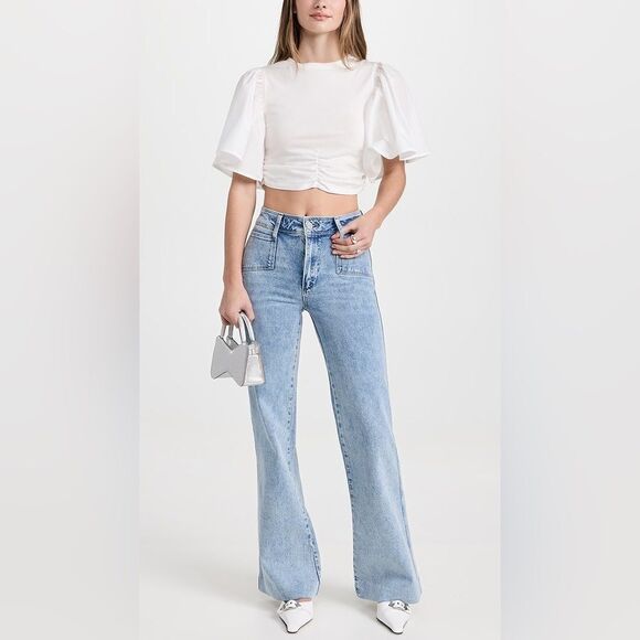 NEW PAIGE Leenah flared jeans in “Alivia” light wash - Picture 3 of 17